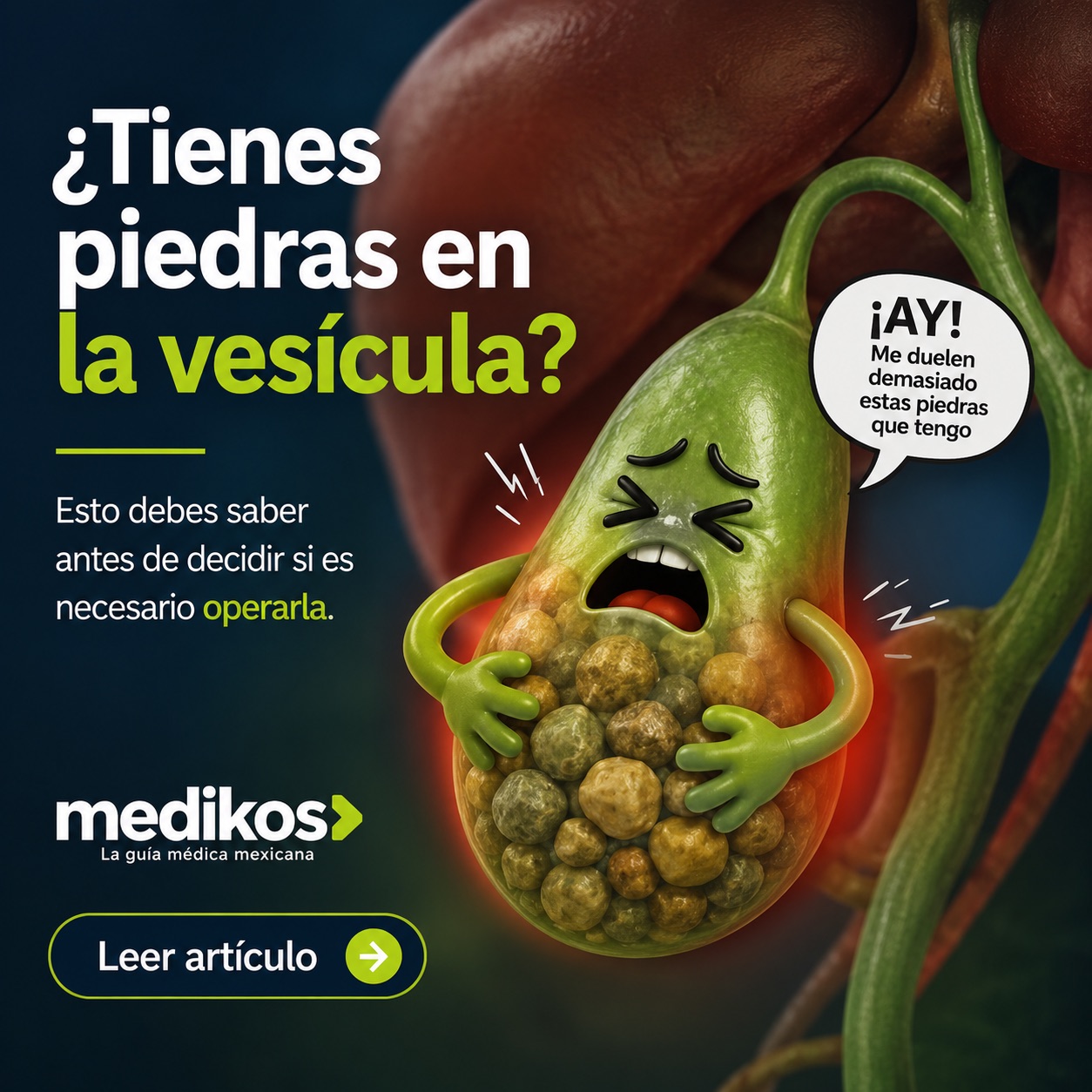 Persona con dolor abdominal por posible problema de vesícula